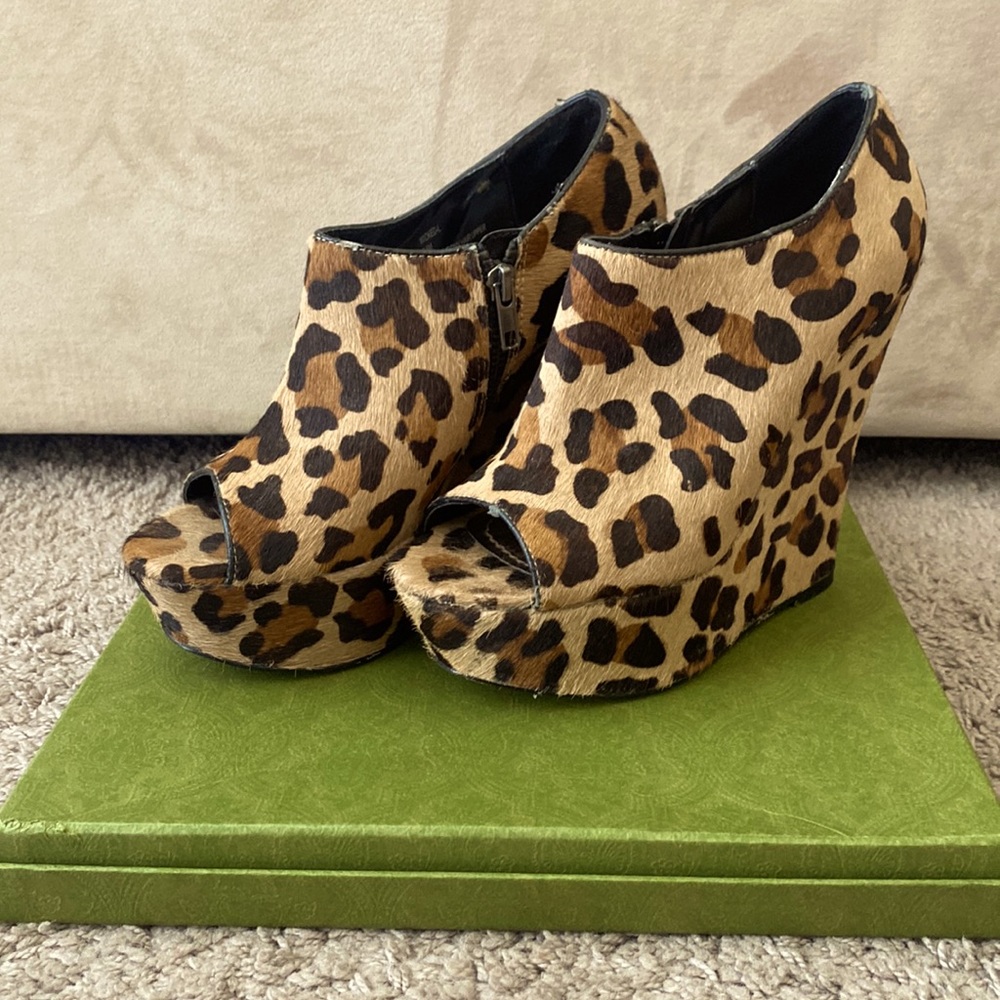 Steve Madden Animal Print Faux Fur Wedges